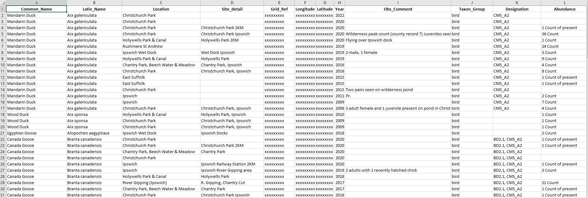 spreadsheet example