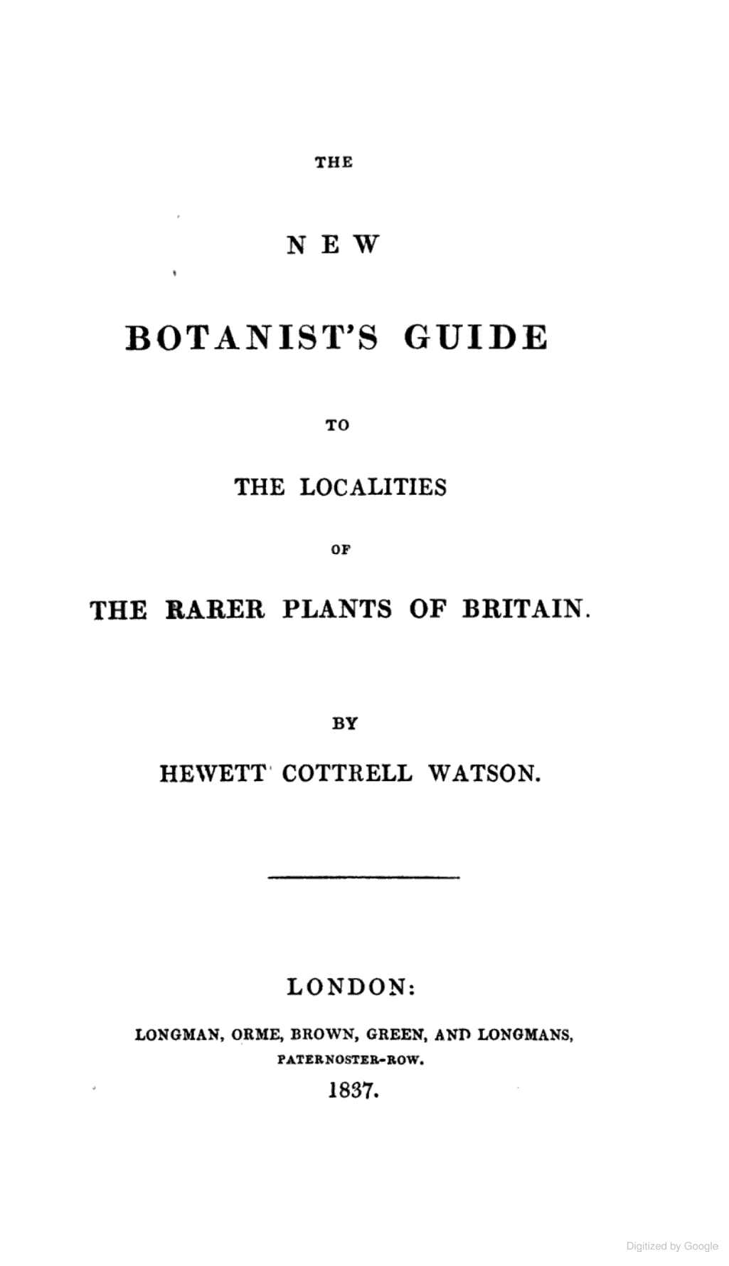 The new botanist’s guide to the localities of the rarer plants of Britain cover