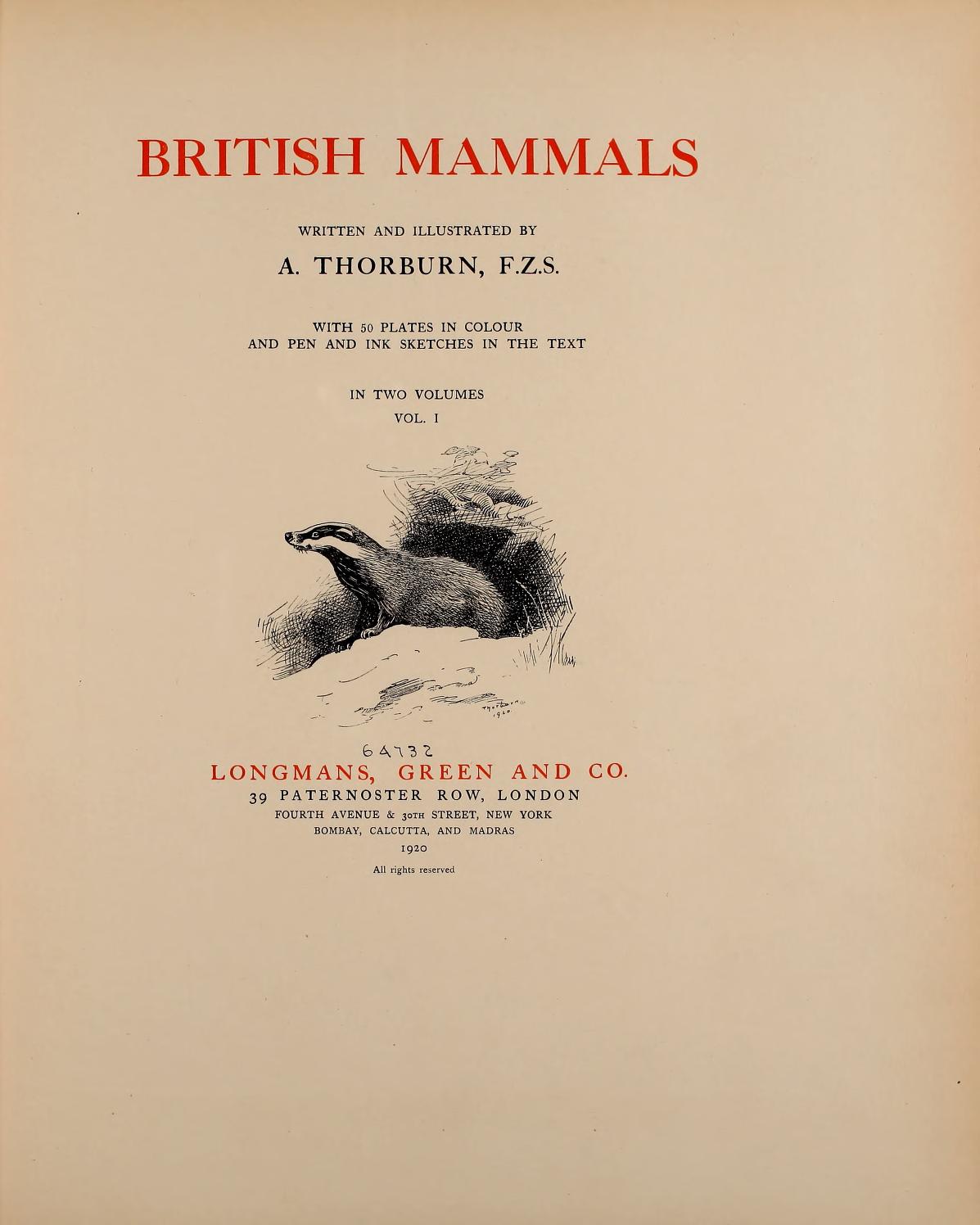 British Mammals 1920